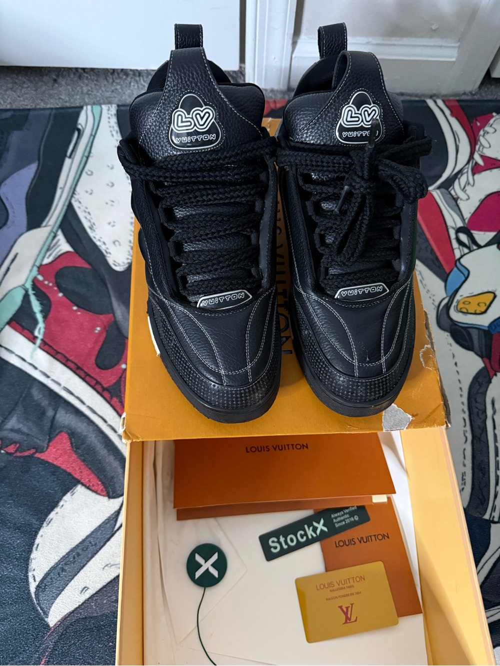 Louis Vuitton Black Leather High-Top Sneakers